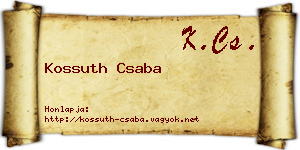 Kossuth Csaba névjegykártya